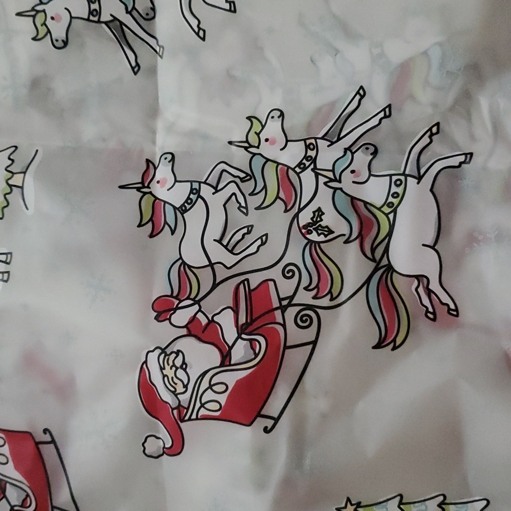 Santa Claus with Unicorns Plastic Shower Curtain - Used Great Condition